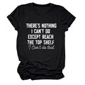 Detail of funny slogan print on black crew neck cotton T-shirt for women - Black (White Text)