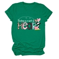 Emerald green crewneck t-shirt featuring Teaching is a Work of Heart graphic on white background - Ink Green (White Text)