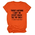 Detail of orange cotton t-shirt with funny quote print and neat crew neck stitching - Orange (Black Text)