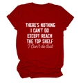 Dark red cotton T-shirt with white humor quote print and casual crew neck design - Red (White Text)