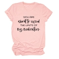 Close-up of pink round neck T-shirt with black letter print and rolled cuff detail - S / Pink (Black Print)