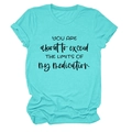 Detail of teal crewneck t-shirt featuring black humorous slogan print on flat lay background - S / Deep Water Blue (Black Font)