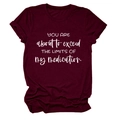 Detail of burgundy cotton crew neck T-shirt with rolled sleeves and quote print - S / Wine Red (White Font)