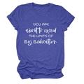 Detailed view of dark indigo crewneck tee with white humorous typography print - S / Retro Blue (White Font)