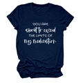 Detail of navy blue crew neck T-shirt featuring white lettering and rolled cuff sleeves - S / Navy Blue (White Font)