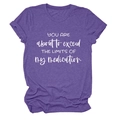 Detail of purple cotton blend T-shirt featuring 'You Are About To Exceed' white text print - S / Purple (White Font)