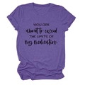 Detail of Heather Purple T-shirt showing humor quote print on comfortable cotton fabric - S / Purple (Black Text)