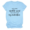 Detail of light blue cotton T-shirt featuring black slogan text on white background - S / Light Blue (Black Font)