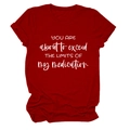 Red cotton crew neck T-shirt with 'You are about to exceed' slogan on white background - S / Red (White Font)