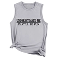 Detail of grey sleeveless slogan tank top with a stylish knot at the bottom hem - Light Gray