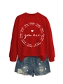Gros plan sur l'impression de textes inspirants sur le sweatshirt rouge à manches longues - S / Rouge Vif (Police Blanche)