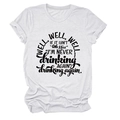 Macro detail of 'Well Well Well' printed slogan on white crewneck short sleeve t-shirt - White (Black Font)