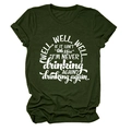 Detail of white humorous quote print on olive green cotton crewneck short sleeve T-shirt - Army Green (White Font)