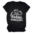 Detail of Well Well Well slogan printed on a casual black round neck short sleeve T-shirt - Black (White Font)