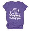 Close-up of heather purple knit fabric and white graphic print on casual crewneck t-shirt - Purple (White Font)