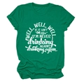 Detail of green cotton T-shirt featuring well well well if it white artistic print - Dark Green (White Font)