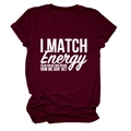 T-shirt bordeaux à col rond posé à plat avec inscription I MATCH ENERGY blanche - Rouge Vin (Police Blanche)