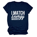 Détail du T-shirt en coton bleu marine avec slogan blanc I MATCH ENERGY imprimé - Bleu Marine (Police Blanche)