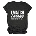 Détail du t-shirt gris à col rond avec impression du slogan blanc I MATCH ENERGY - Gris Chiné (Police Blanche)
