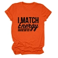 Détail de t-shirt orange à col rond avec impression graphique I MATCH ENERGY - Orange (Police Noire)
