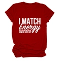 T-shirt rouge en coton à manches courtes avec inscription I MATCH ENERGY blanche imprimée - Rouge (Police Blanche)