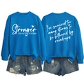 Flat lay of royal blue sweatshirt showing both front and back motivational prints - S / White Font / Lake Blue
