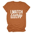Détail du t-shirt col rond rouille chiné avec lettrage blanc I MATCH ENERGY imprimé - Orange Brûlé (Police Blanche)