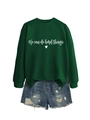 Ensemble sweat vert imprimé We Can Do Hard Things et short en jean avec détails usés - Vert clair