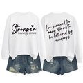 White long sleeve sweatshirt with heart print and distressed ripped denim shorts set - S / Black Font / White