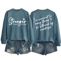 Front and back view of blue oversized crewneck sweatshirt with motivational print - S / White Font / Blue