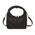 Bolso de mano negro en cuero sintético trenzado con cremallera plateada y correa - Negro