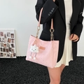 Roze canvas shopper met sterrenprint en pluche bedeltje voor dagelijks gebruik - Roze Met Hanger