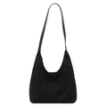 Minimalist black faux suede hobo bag for women with large capacity and shoulder strap - Black