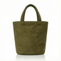 Minimalist olive green oversized tote bag for women with dual top handles on white background - Green