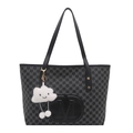 Sac fourre-tout noir à imprimé monogramme avec un joli pendentif nuage en peluche - Avec Pendentif Nuage / Noir