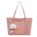 Sac fourre-tout rose à imprimé lettres M avec breloque nuage blanc sur fond blanc - Avec Pendentif Nuage / Rose