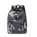 Unisex camouflage nylon rugzak met grote capaciteit en cartoon panda hanger decor - Grijs