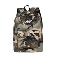 Unisex nylon rugzak met camouflagepatroon groot hoofdvak en panda sleutelhanger - Legergroen