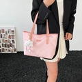 Grote roze draagtas met sterrenpatroon en schattige wolkenhanger voor dagelijks woon-werkverkeer - Met Hanger / Roze