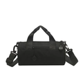Black waterproof cylindrical travel bag with adjustable shoulder strap and front zipper - Black