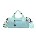 Mini light blue cylindrical fitness bag with handles and adjustable shoulder strap - Blue