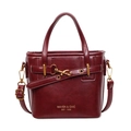 Deep wine red leather bucket bag with gold hardware and removable shoulder strap - Solid Leather Style / Burgundy