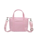 Rosa Mini-Tragetasche aus Nylon mit verstellbarem Schultergurt und Utility-Nähten - Rosa