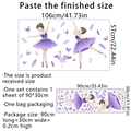 Wandtattoo tanzende Ballerina in Lila mit Federn und Schmetterlingen, 106x57cm Groß - Lila Schwan Tänzer Stil (MS2293)