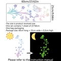 Adesivo murale con fiori e farfalle luminosi con design fluorescente in PVC colorato - 25*60cm