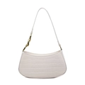 White baguette bag with crocodile texture and gold chain link strap detailing - Off White
