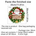 Christmas wreath wall sticker with Santa and bells, self-adhesive 30x30cm window decal - Santa Claus Wreath Style (CT2019-KQ, 30x30cm)