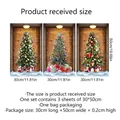 Three-piece Christmas tree wall sticker set with gift boxes, 30x50cm self-adhesive decals - Christmas Tree 3D Window Style (ATW036-YW) / 30x50cm x 3 Sheets