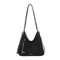 Sac fourre-tout noir minimaliste avec finition mate et fermeture éclair argentée - Noir