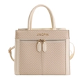 Vintage tote bag for women in beige and brown leather with a large capacity design - White